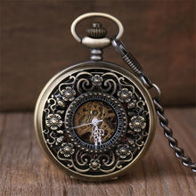 Load image into Gallery viewer, Black Steel Mechanical Pocket Watch